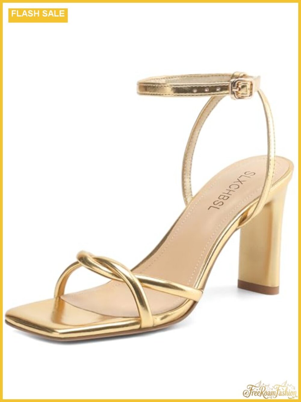 Chunky Strappy Square Open Toe Heeled Sandals for Women